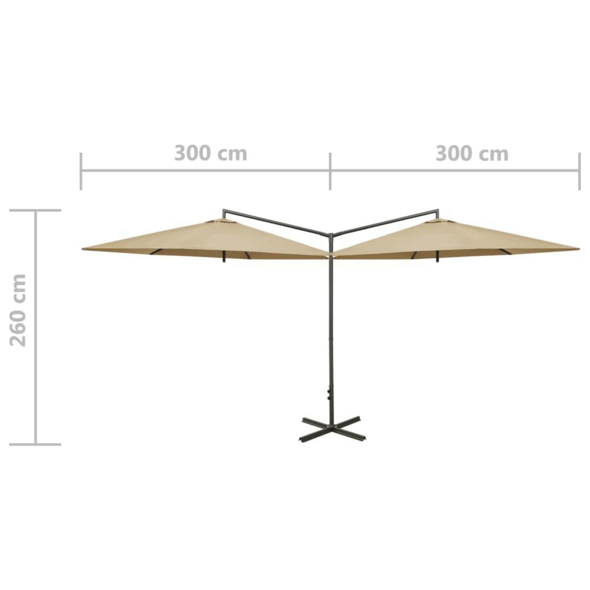 VIDAXL Parasol de jardin double avec mat en acier taupe 600 cm