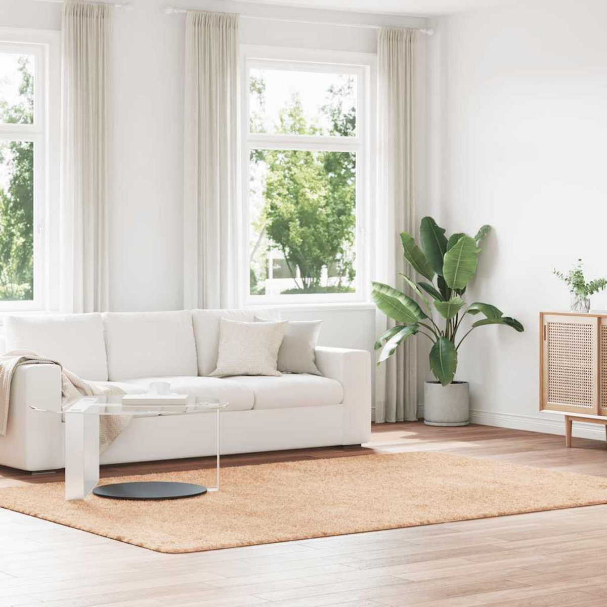 VIDAXL Tapis Shaggy a poils longs NAVARRA beige 200x290 cm polyester