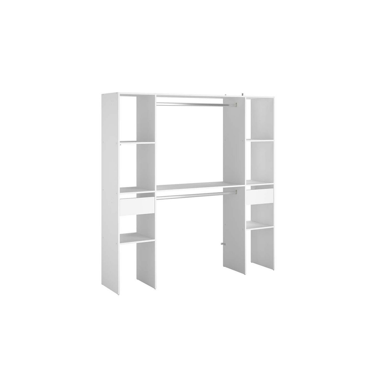 CONCEPT USINE Dressing blanc 2 penderies, 6 étagères, 2 tiroirs ELYSEE