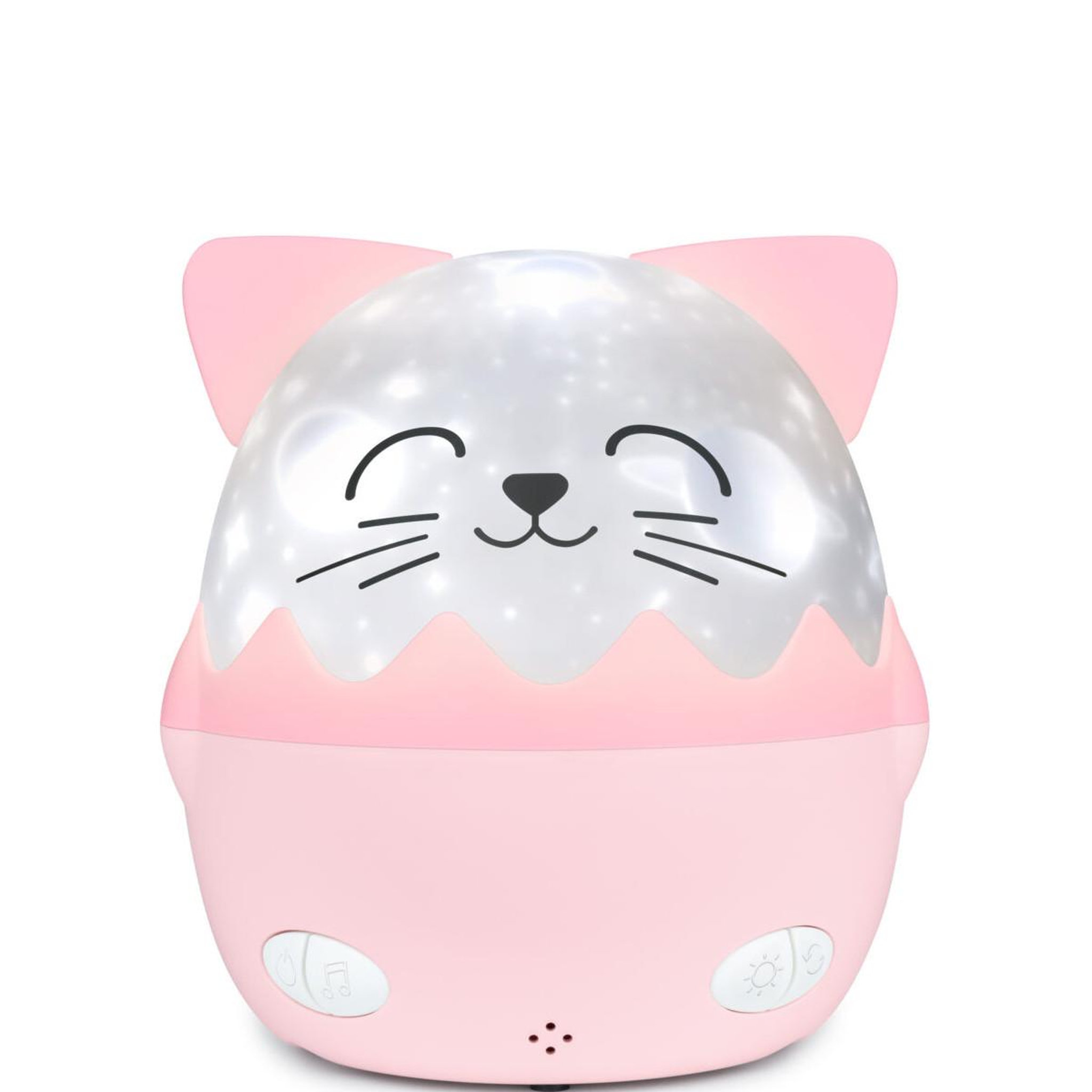 Voir la diapositive 2 : Bigben Veilleuse musicale sans fil BigBen avec projection Chat Mia Blanc et Rose