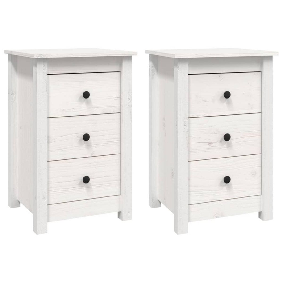 VIDAXL Tables de chevet 2 pcs Blanc 40x35x61,5 cm Bois de pin massif