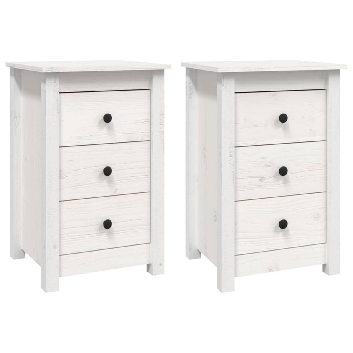 VIDAXL Tables de chevet 2 pcs Blanc 40x35x61,5 cm Bois de pin massif