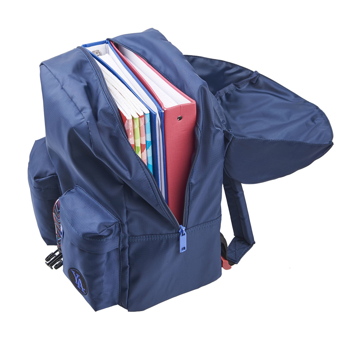 AUCHAN Sac à dos bleu avec compartiment pour ordinateur Vintage 90S Ethnic