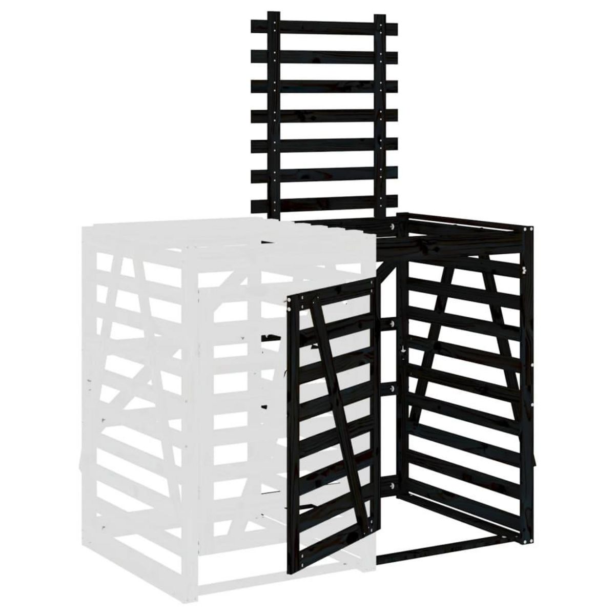 VIDAXL Extension d'abri de poubelle sur roulettes noir bois massif pin