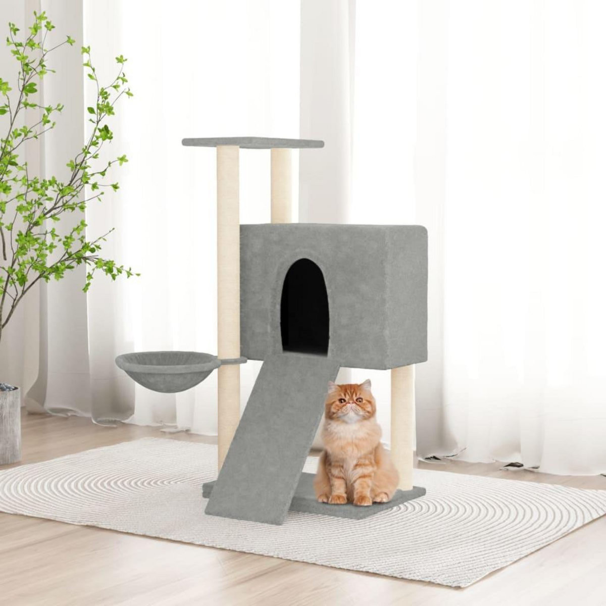 VIDAXL Arbre a chat avec griffoirs en sisal Gris clair 96 cm