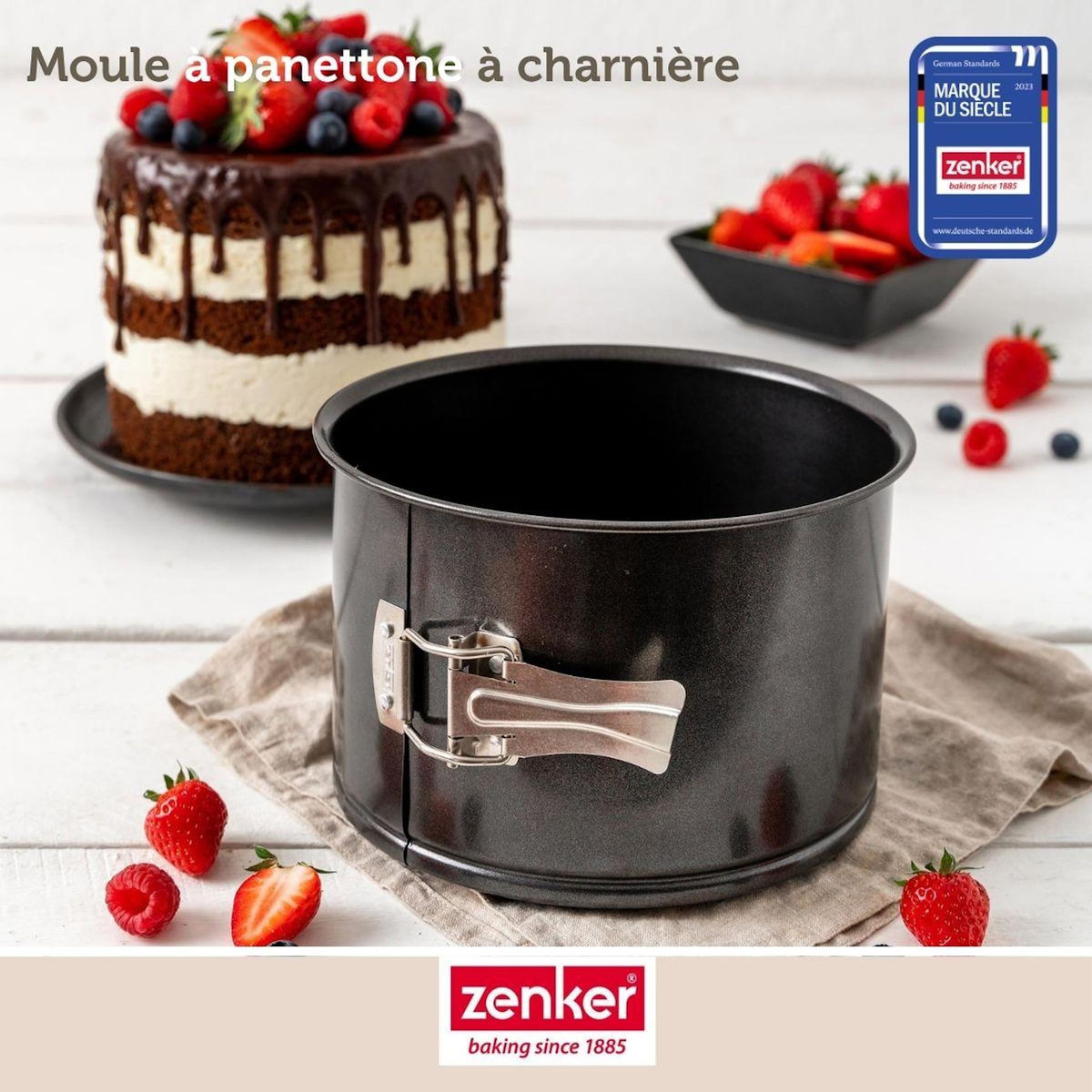 ZENKER Set pâtisserie avec moule à panettone 18 cm à charnière, 2 bols à mixer, verre mesureur et spatule Zenker
