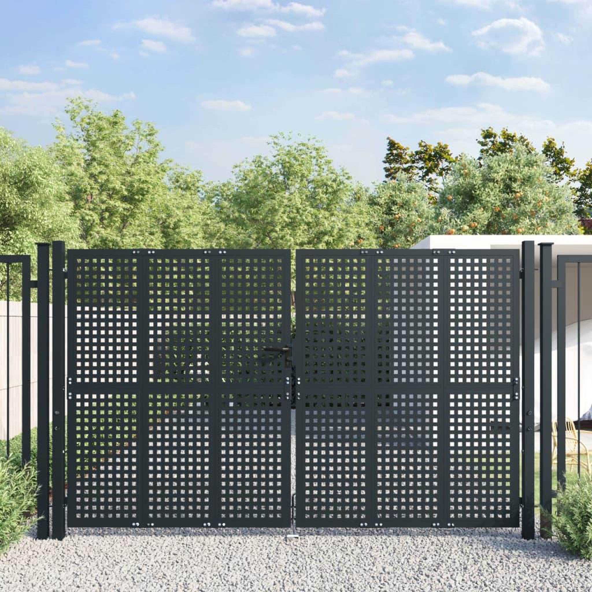 VIDAXL Portail de jardin anthracite 300x175 cm acier