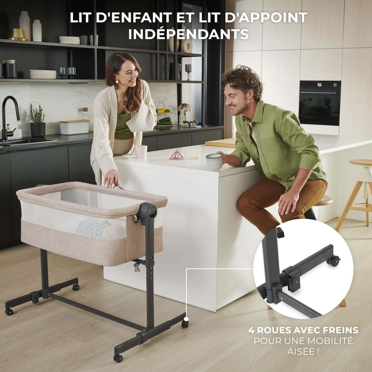 KINDERKRAFT Lit bébé multifonctionnel - cododo et berceau autonome