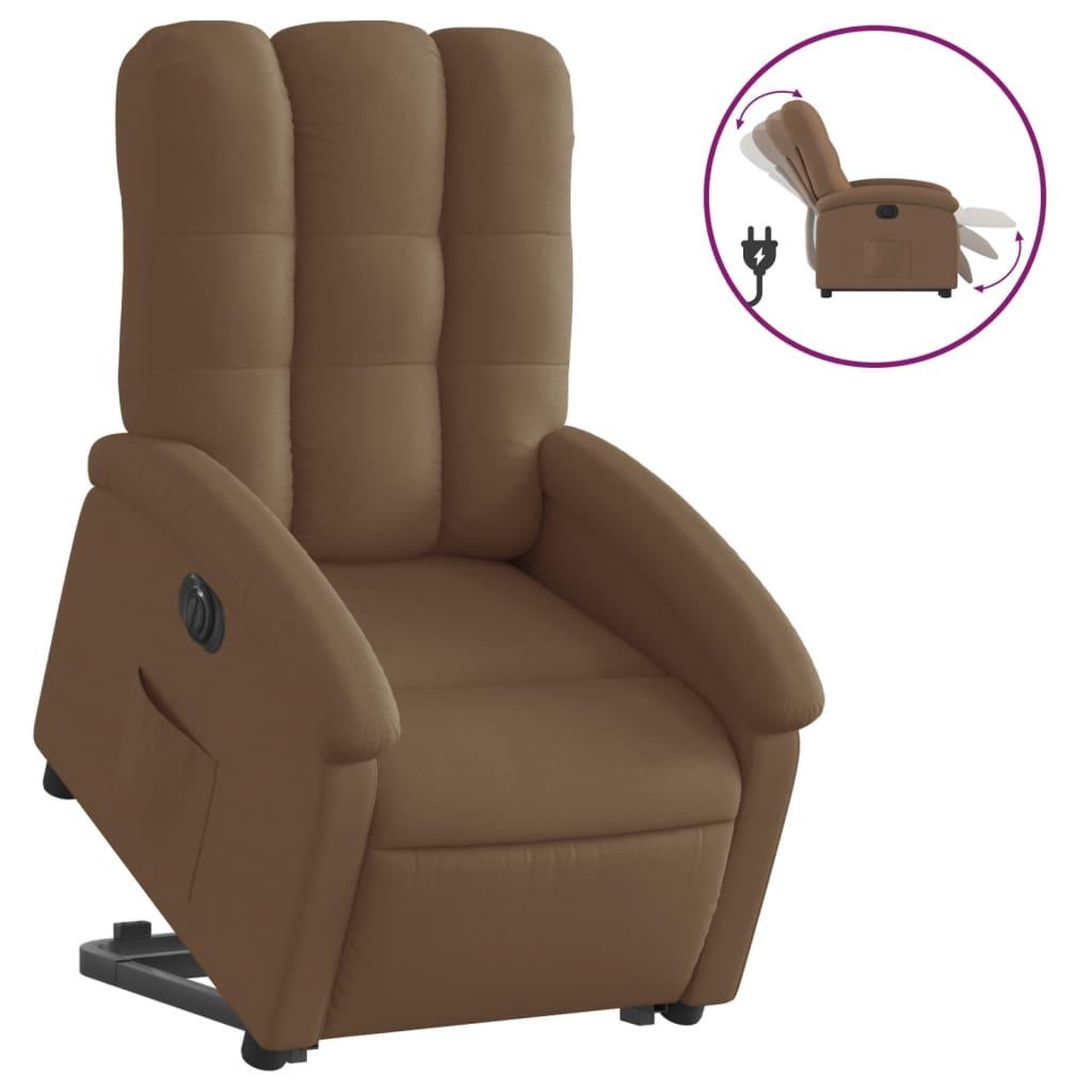 Voir la diapositive 2 : VIDAXL Fauteuil inclinable electrique marron tissu