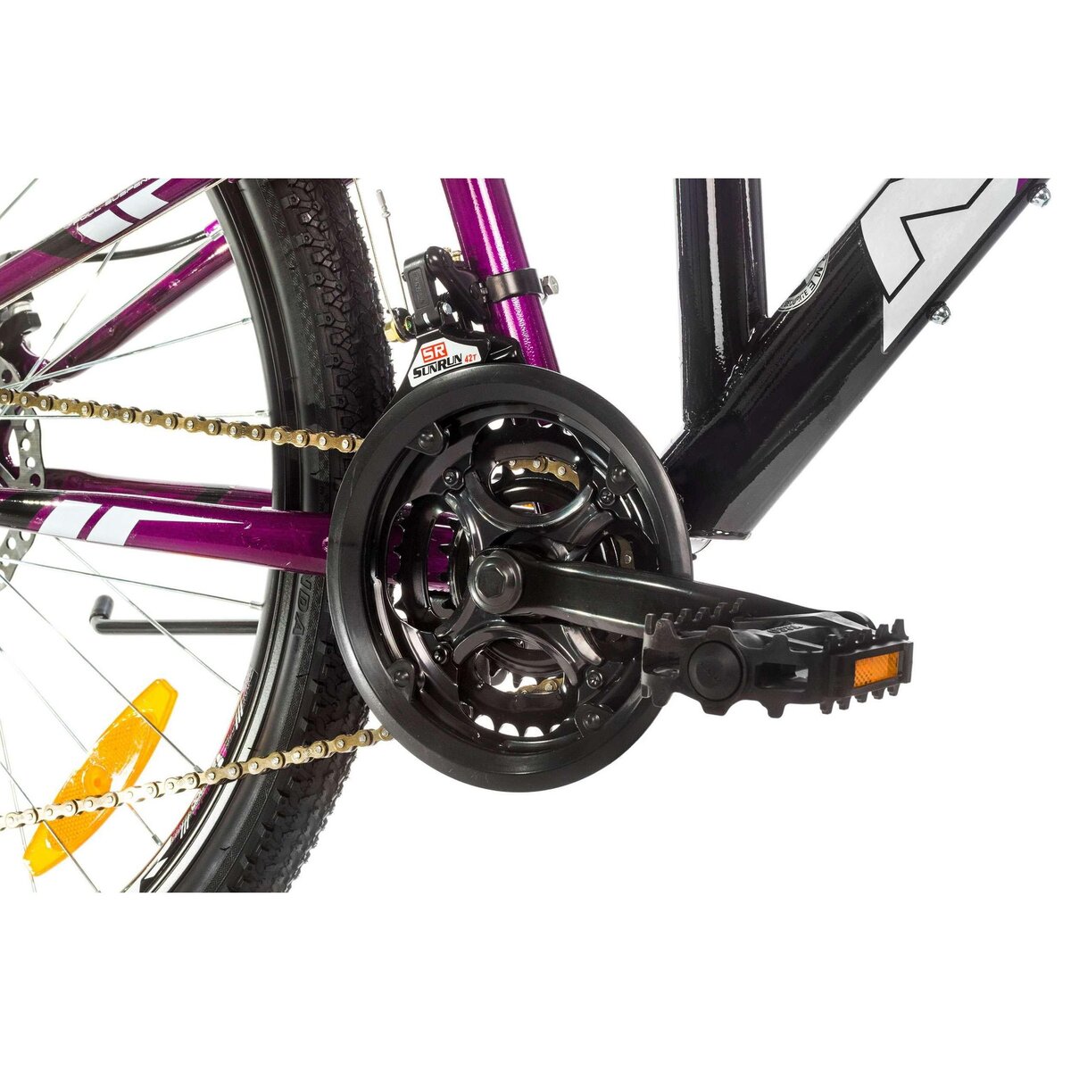 Vélo VTT 26'' Femme - Cadre Tout Suspendu - Double freins à disques - 21 Vit. - Poignée à Gâchettes & dérailleur Shimano