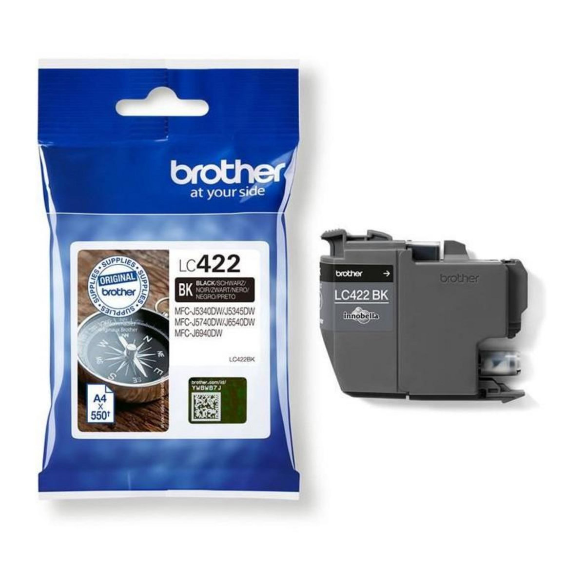 Brother Cartouche LC422BK - BROTHER - Noir 550 p - Pour Business Smart MFC-J5340DW, MFC-J5345DW, MFC-J5740DW, MFC-J6540DW et MFC-J6940DW