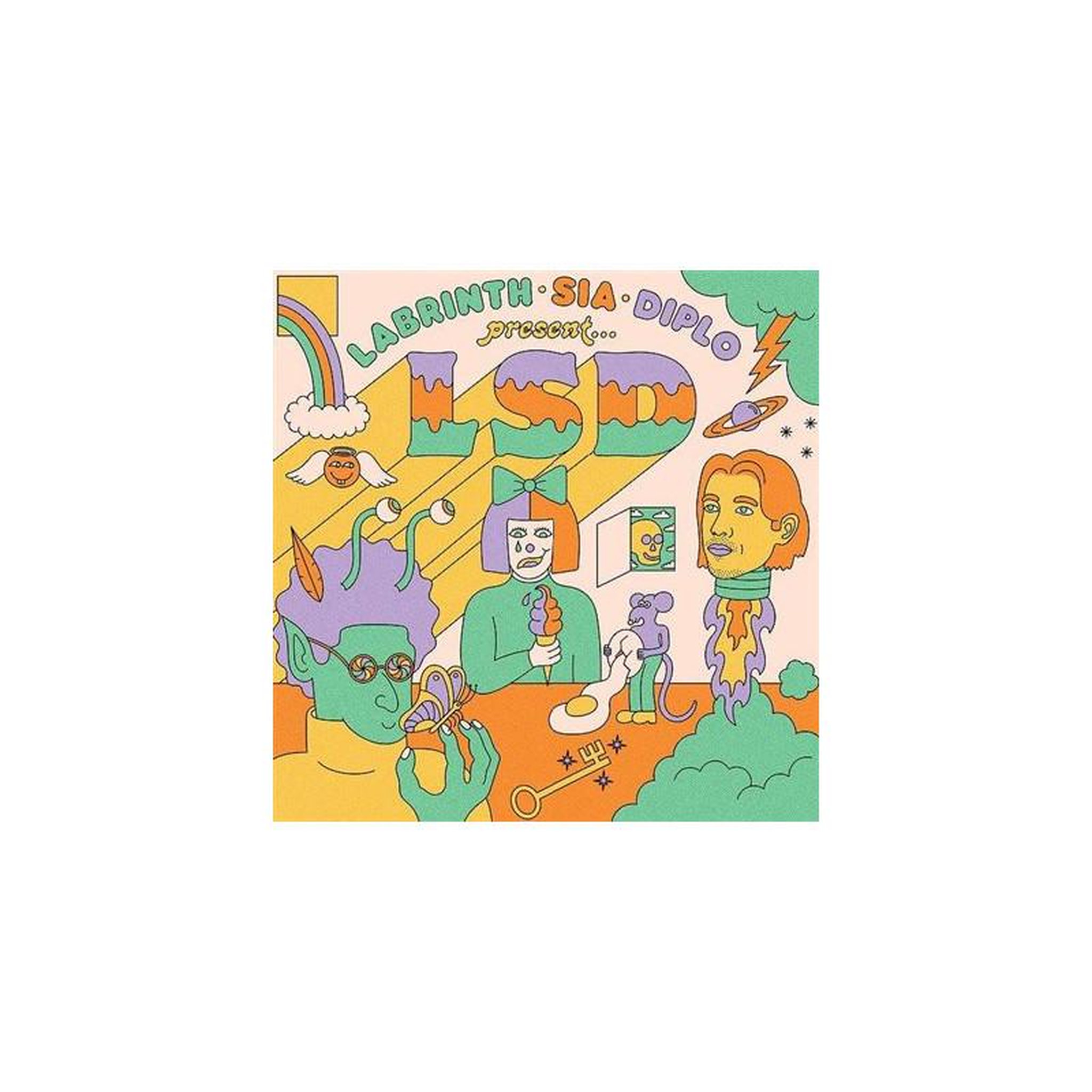 COLUMBIA Lp vinyle couleur verre de mer vert lsd 5th anniversary edition, labrinth sia & diplo, label