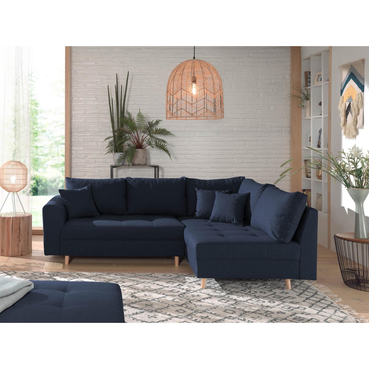 LISA DESIGN Rune - canapé d'angle - avec pouf d'appoint - 4 places - style scandinave - droit