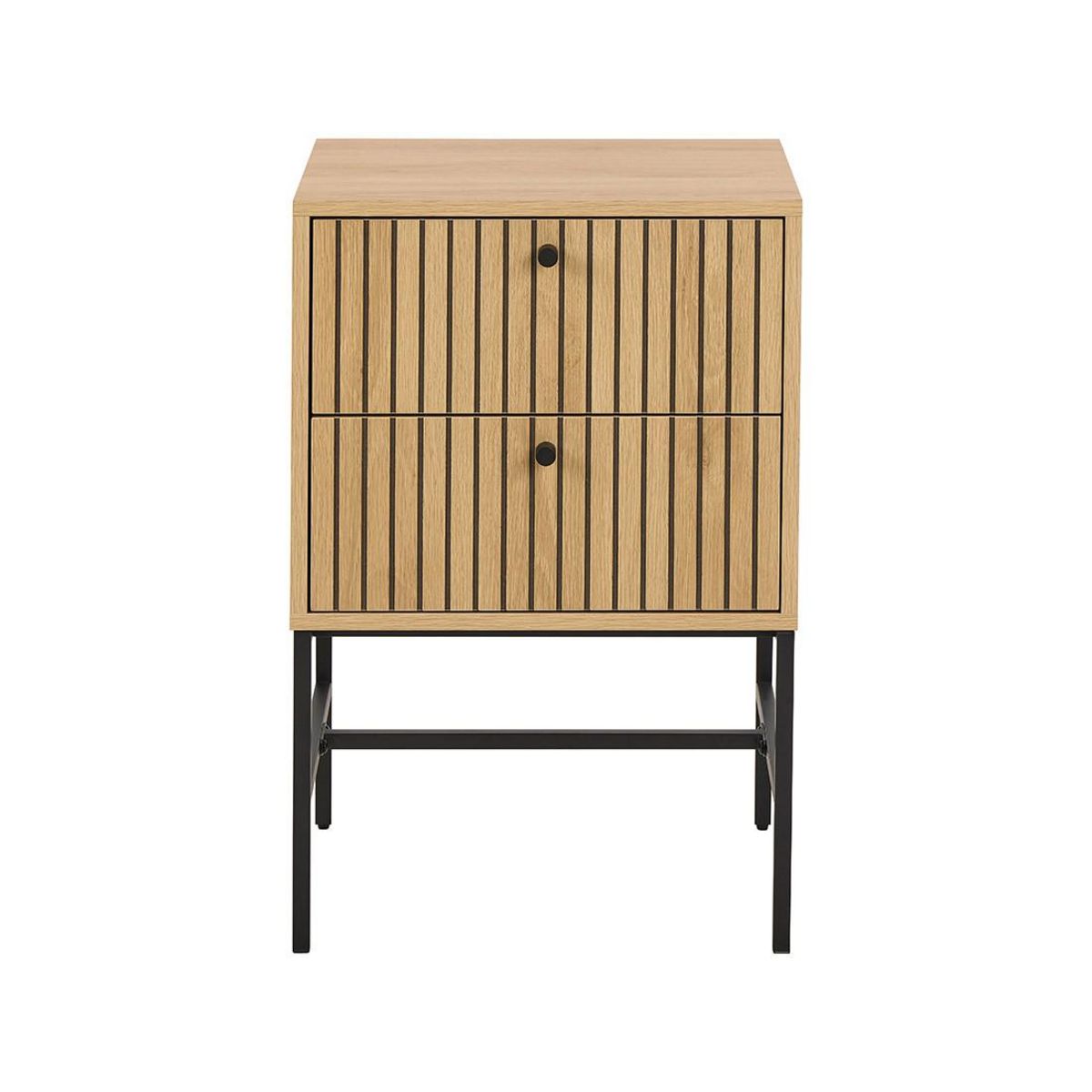 LISA DESIGN Marc - table de chevet - effet bois - pieds en métal - 2 tiroirs