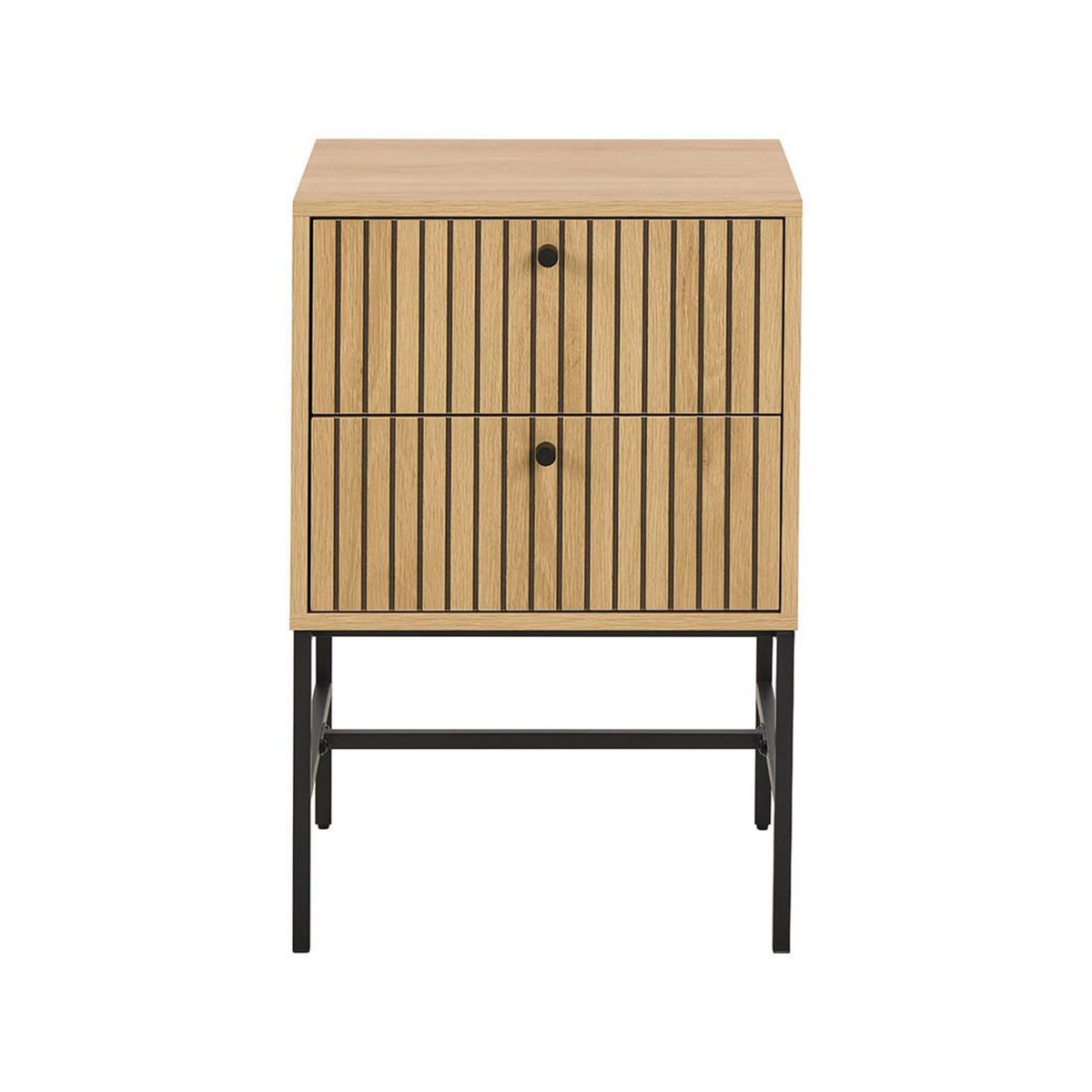 LISA DESIGN Marc - table de chevet - effet bois - pieds en métal - 2 tiroirs