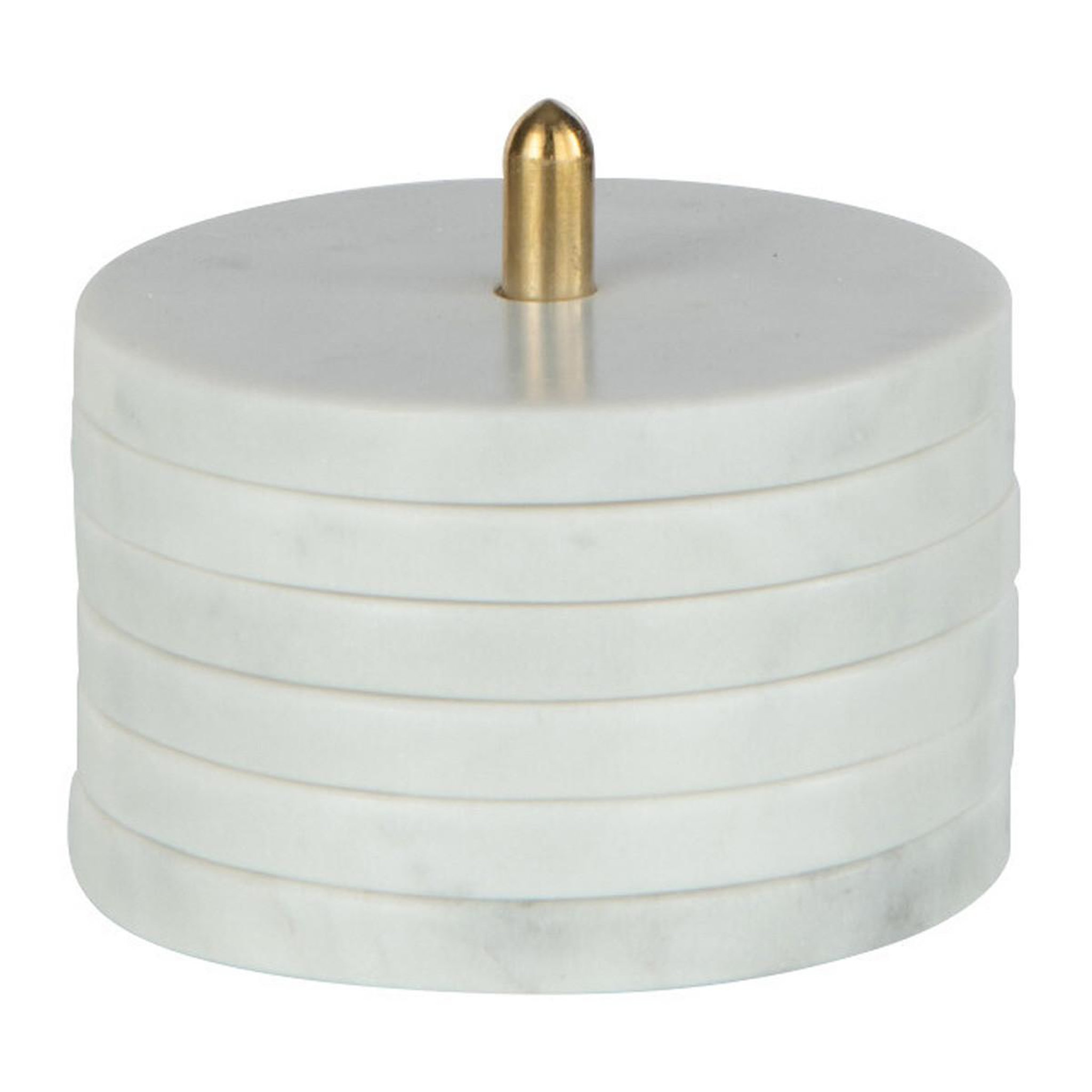 J-LINE Lot de 6 dessous de verre  marbre  12cm blanc