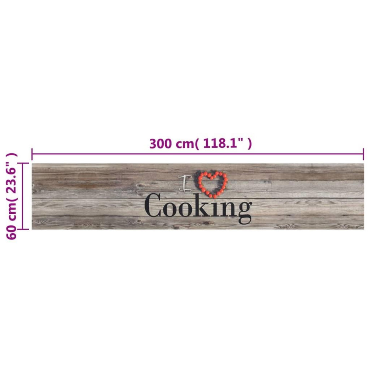 VIDAXL Tapis de cuisine lavable impression cuisine gris 60x300 cm