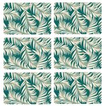 HABITABLE Lot de 6 sets de table motif feuillage avec encre métallique ARLO - 30 x 45 cm - Or et vert