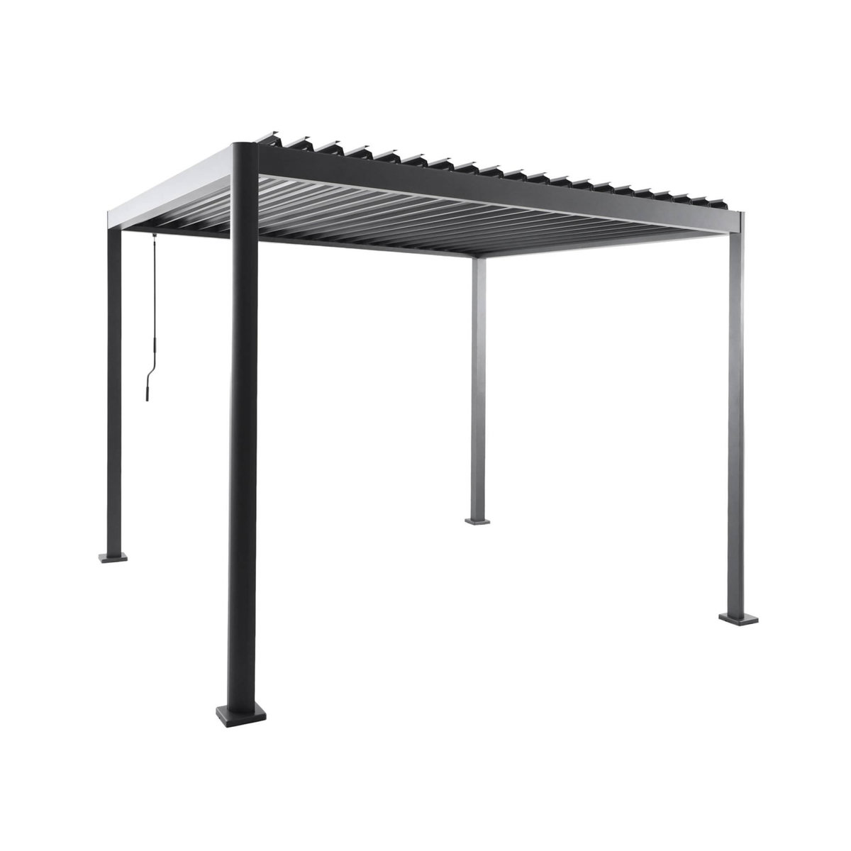 SWEEEK Pergola bioclimatique aux pieds arrondis aluminium et acier lames orientables 3x3m - Imperial