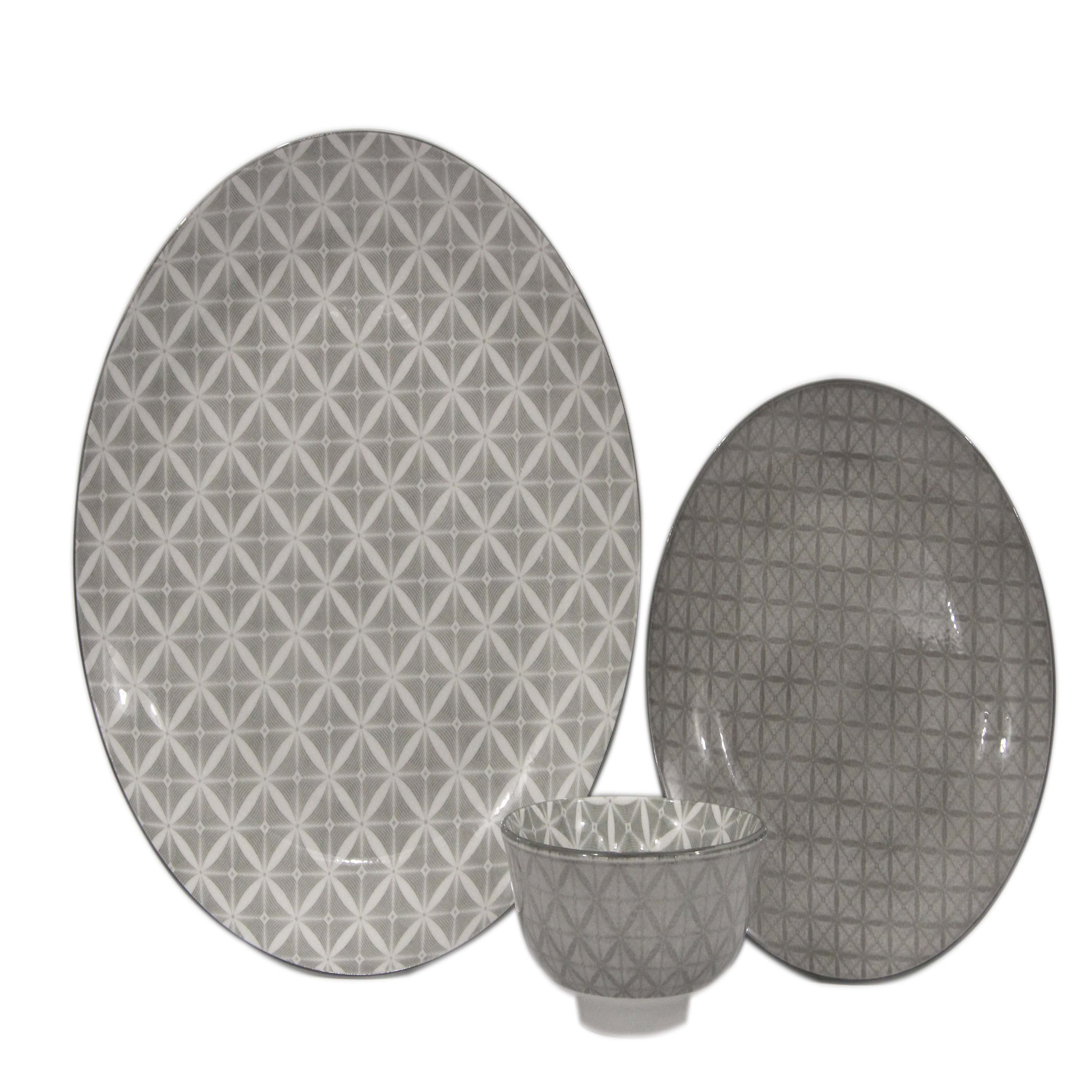 ACTUEL Service d'assiettes de 18 pièces porcelaine HANOI GRIS