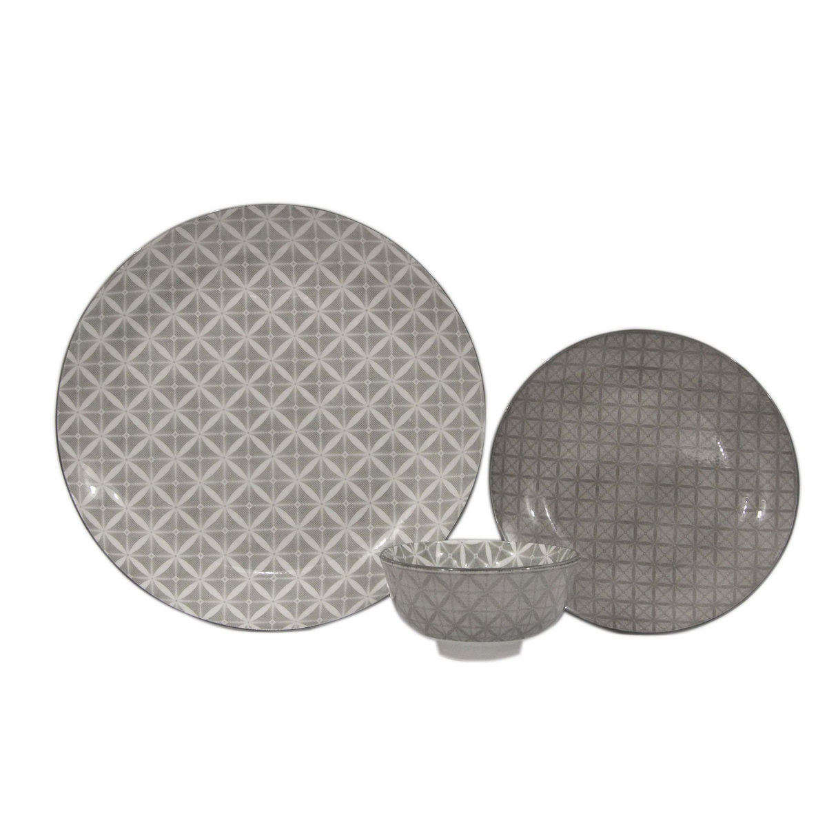 ACTUEL Service d'assiettes de 18 pièces porcelaine HANOI GRIS