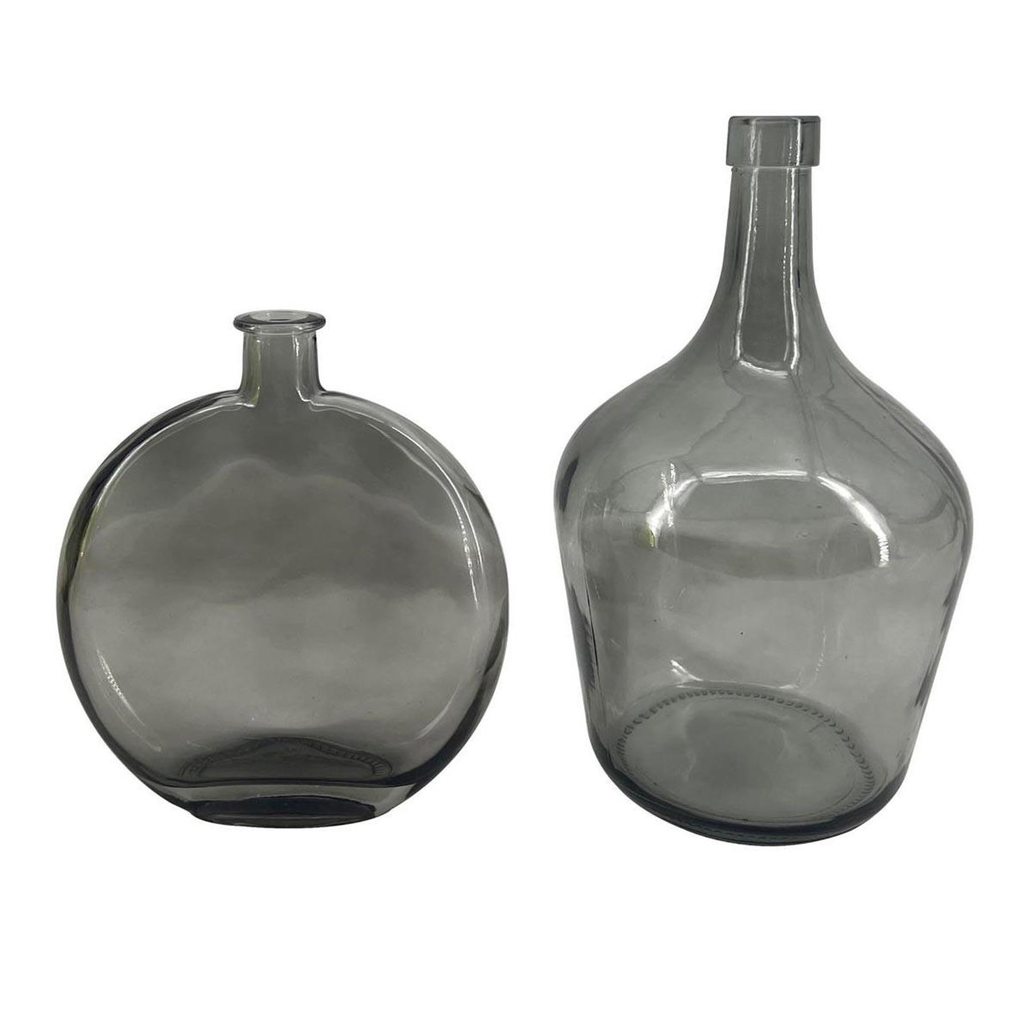 The Home Deco Factory Lot de 2 vases en verre  bombonne  25cm gris