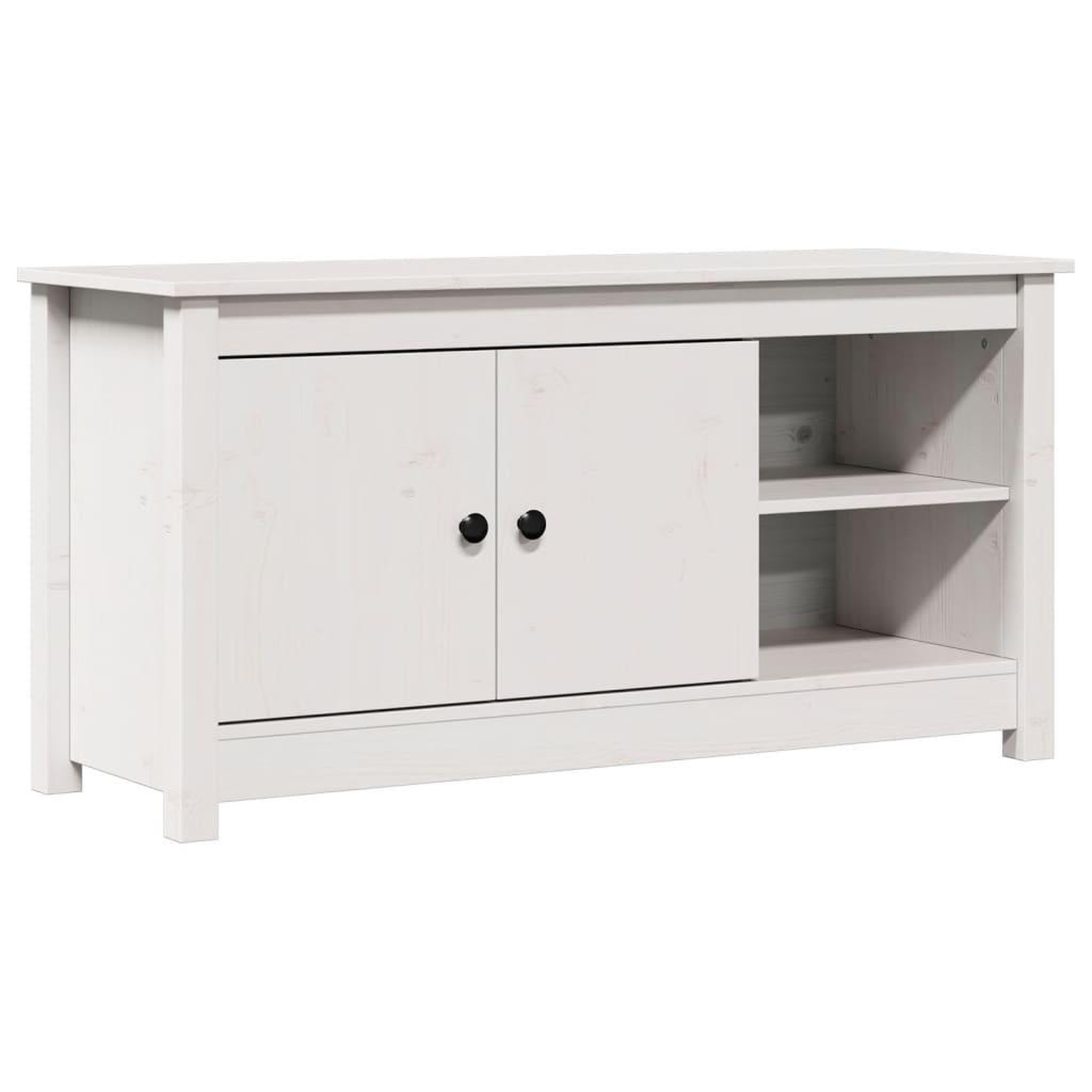 Voir la diapositive 2 : VIDAXL Meuble TV Blanc 103x36,5x52 cm Bois de pin massif