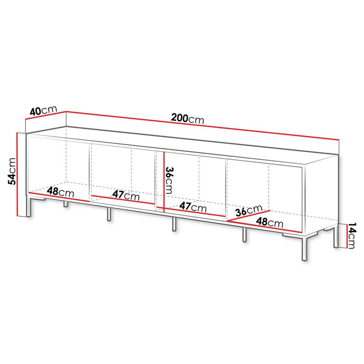 BEST MOBILIER Cambridge - meuble tv - effet bois et noir - 200 cm