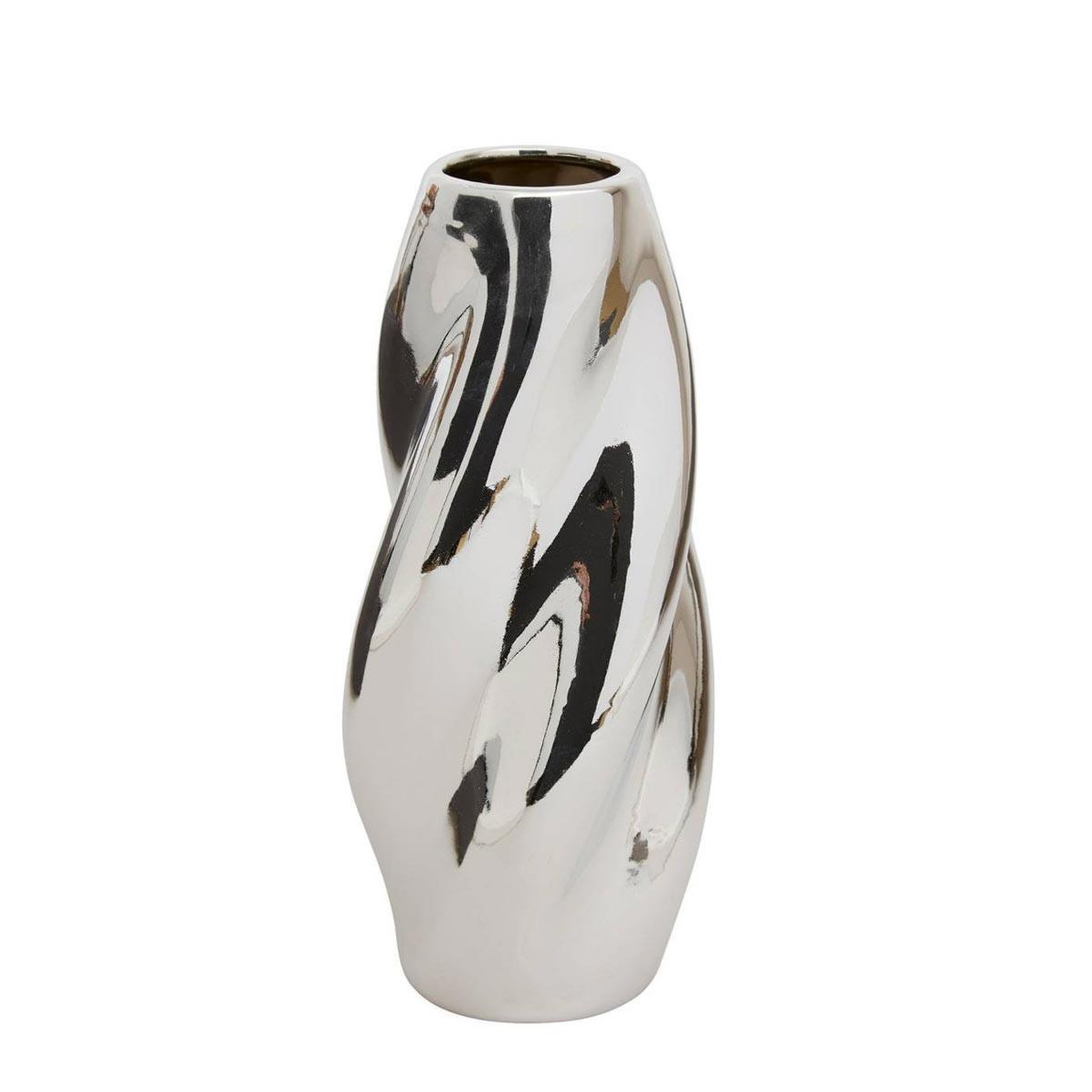 ATMOSPHERA Vase design torsadé en dolomite  sky  21cm argent