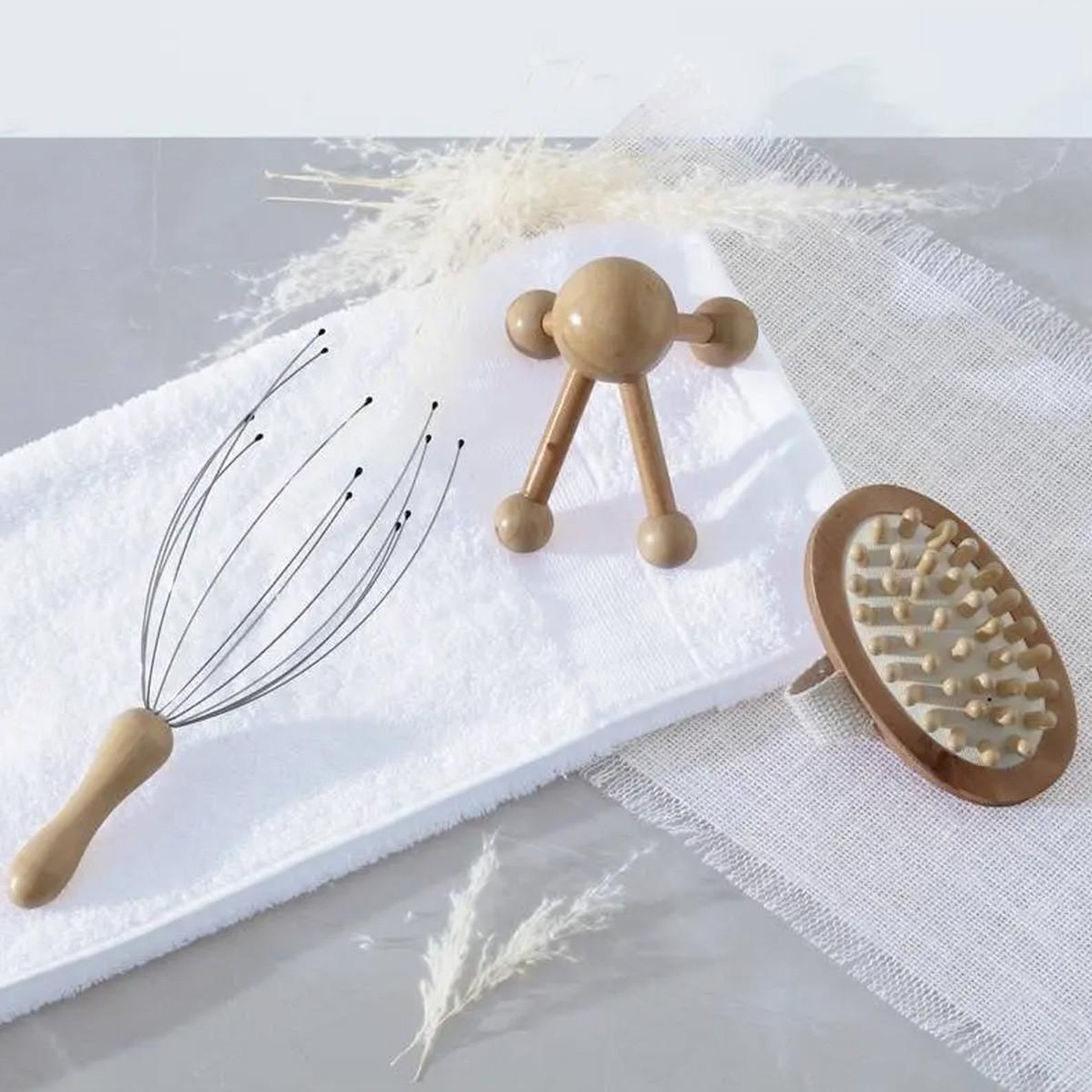 Voir la diapositive 2 : Body beauty Coffret massage 3 pièces  bois  25cm naturel