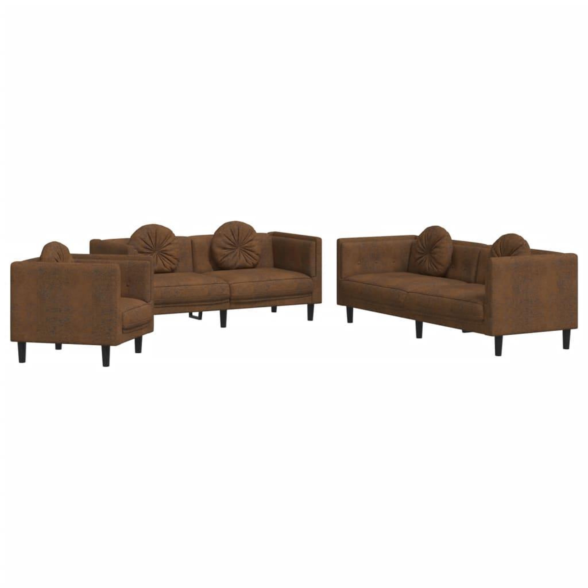 Voir la diapositive 2 : VIDAXL Ensemble de canapes 3 pcs avec coussins marron velours