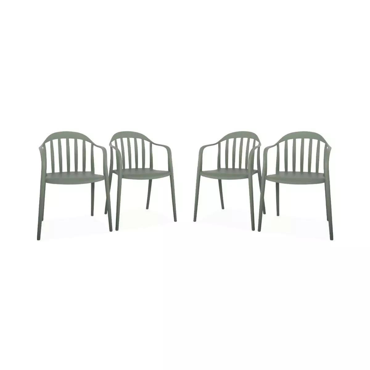 SWEEEK Lot de 4 fauteuils de jardin plastique, empilables