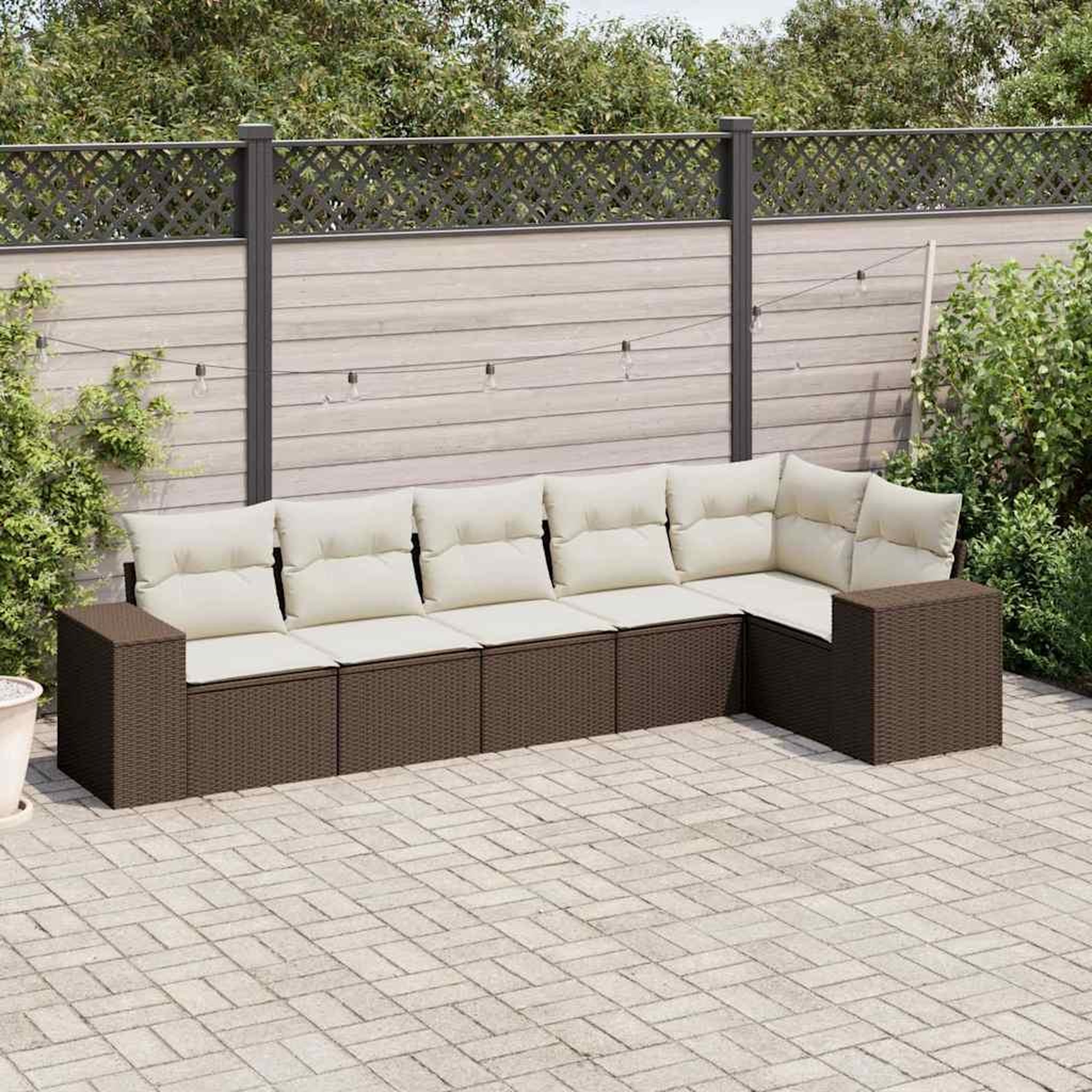 VIDAXL Salon de jardin avec coussins 6 pcs marron resine tressee