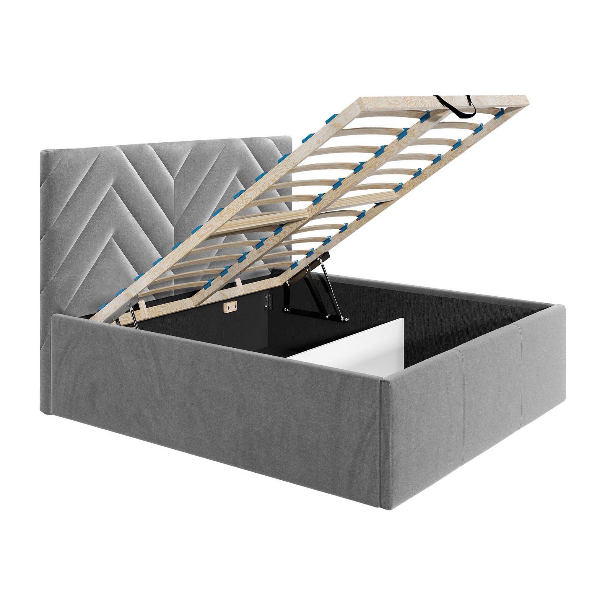 Voir la diapositive 2 : BEST MOBILIER Santiago - lit coffre - 160x200 - sommier inclus - en velours
