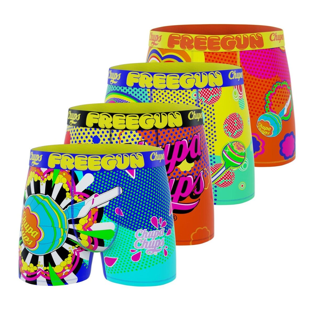 FREEGUN Lot de 4 boxers enfant Chupa Chups