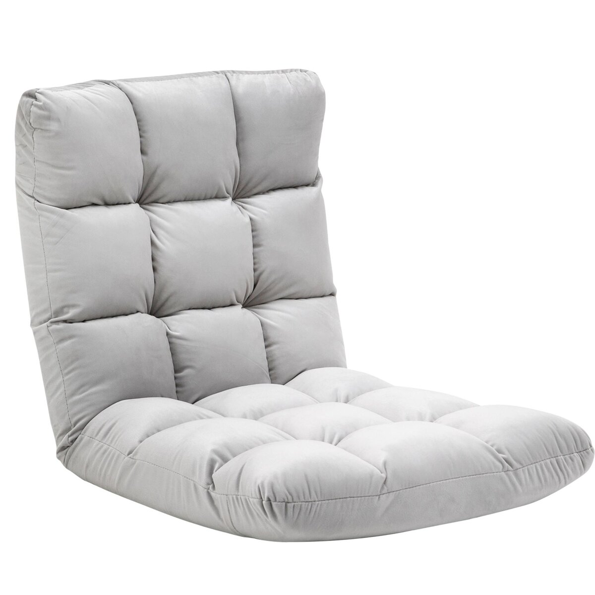 HOMCOM Fauteuil convertible fauteuil paresseux grand confort inclinaison dossier multipositions 90°-180° flanelle polyester capitonné gris clair