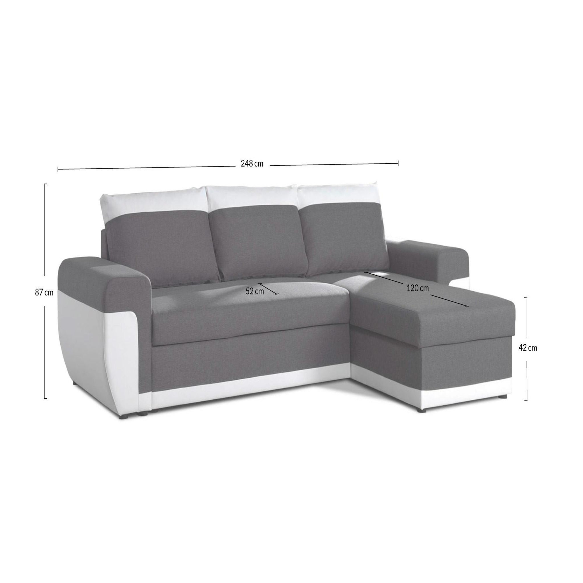 Voir la diapositive 6 : BEST MOBILIER Milan - canapé d'angle réversible - 4 places - convertible avec coffre - en simili et tissu