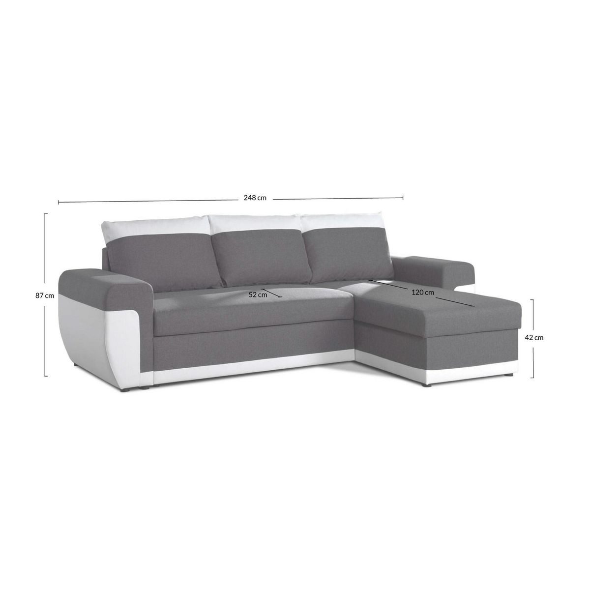 BEST MOBILIER Milan - canapé d'angle réversible - 4 places - convertible avec coffre - en simili et tissu