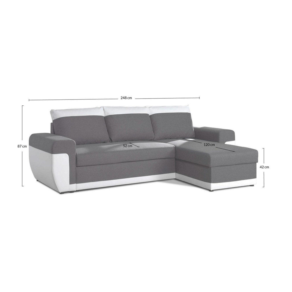 BEST MOBILIER Milan - canapé d'angle réversible - 4 places - convertible avec coffre - en simili et tissu