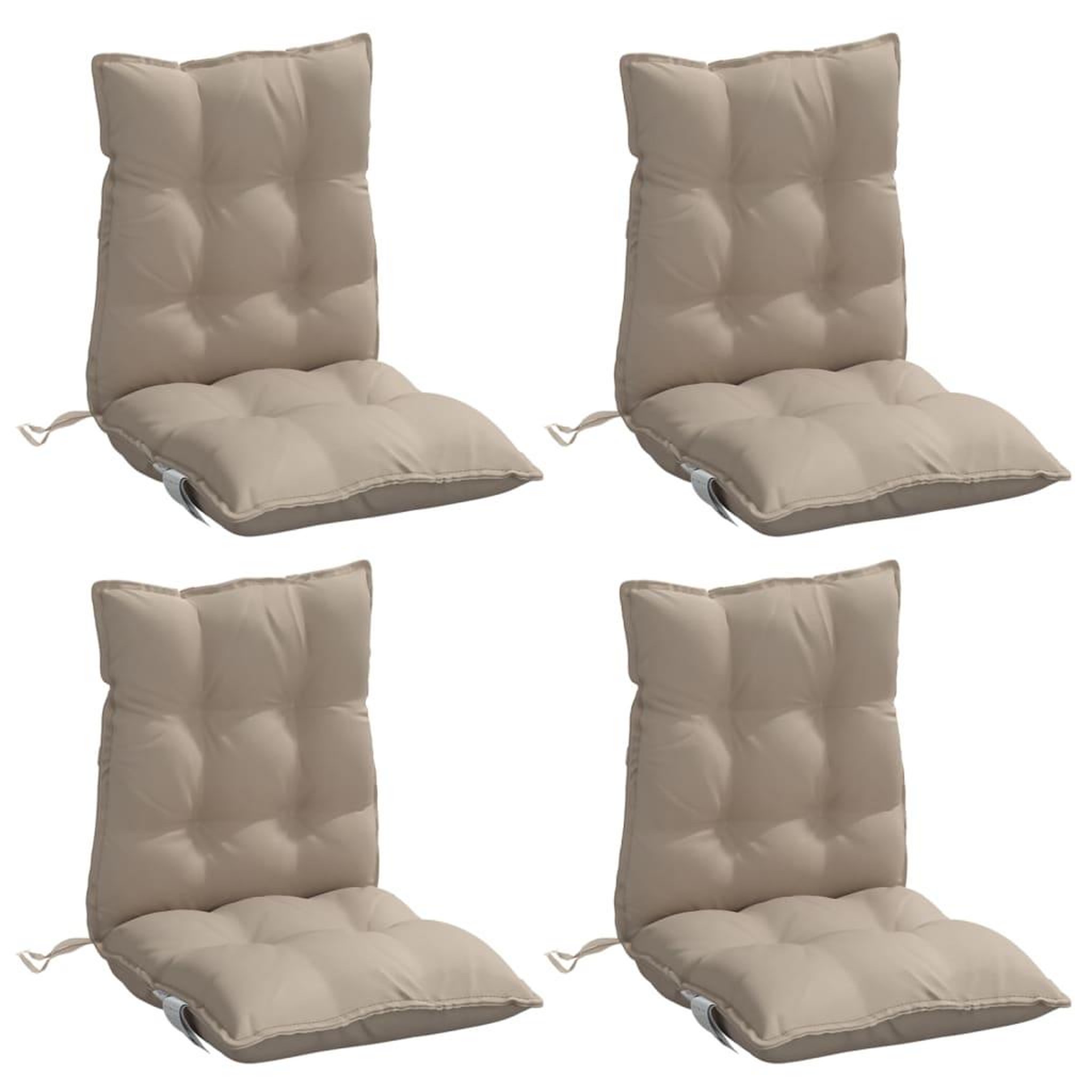 Voir la diapositive 3 : VIDAXL Coussins de chaise a dossier bas lot de 4 taupe tissu oxford