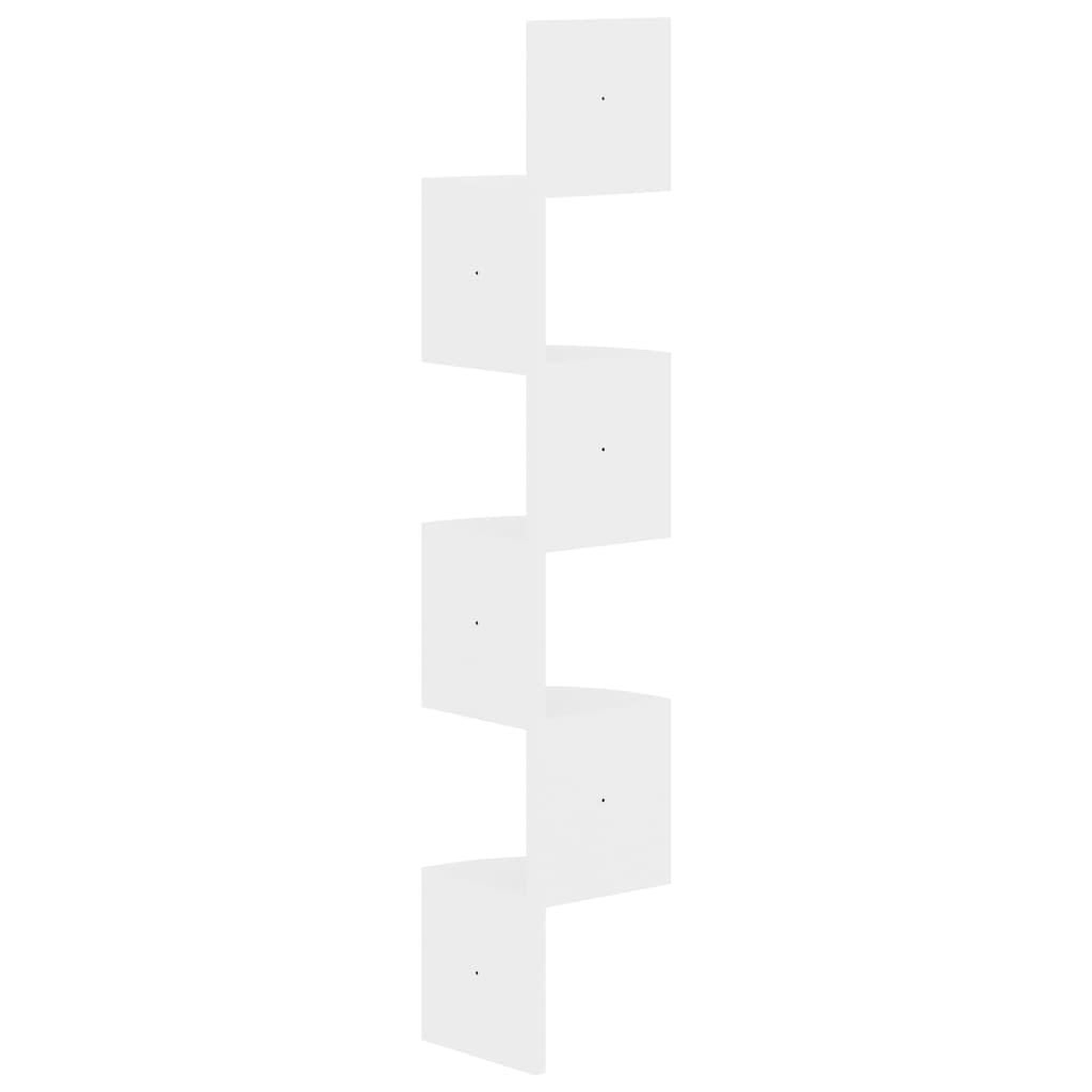 Voir la diapositive 3 : VIDAXL Etagere d'angle murale blanc brillant 19x19x123 cm