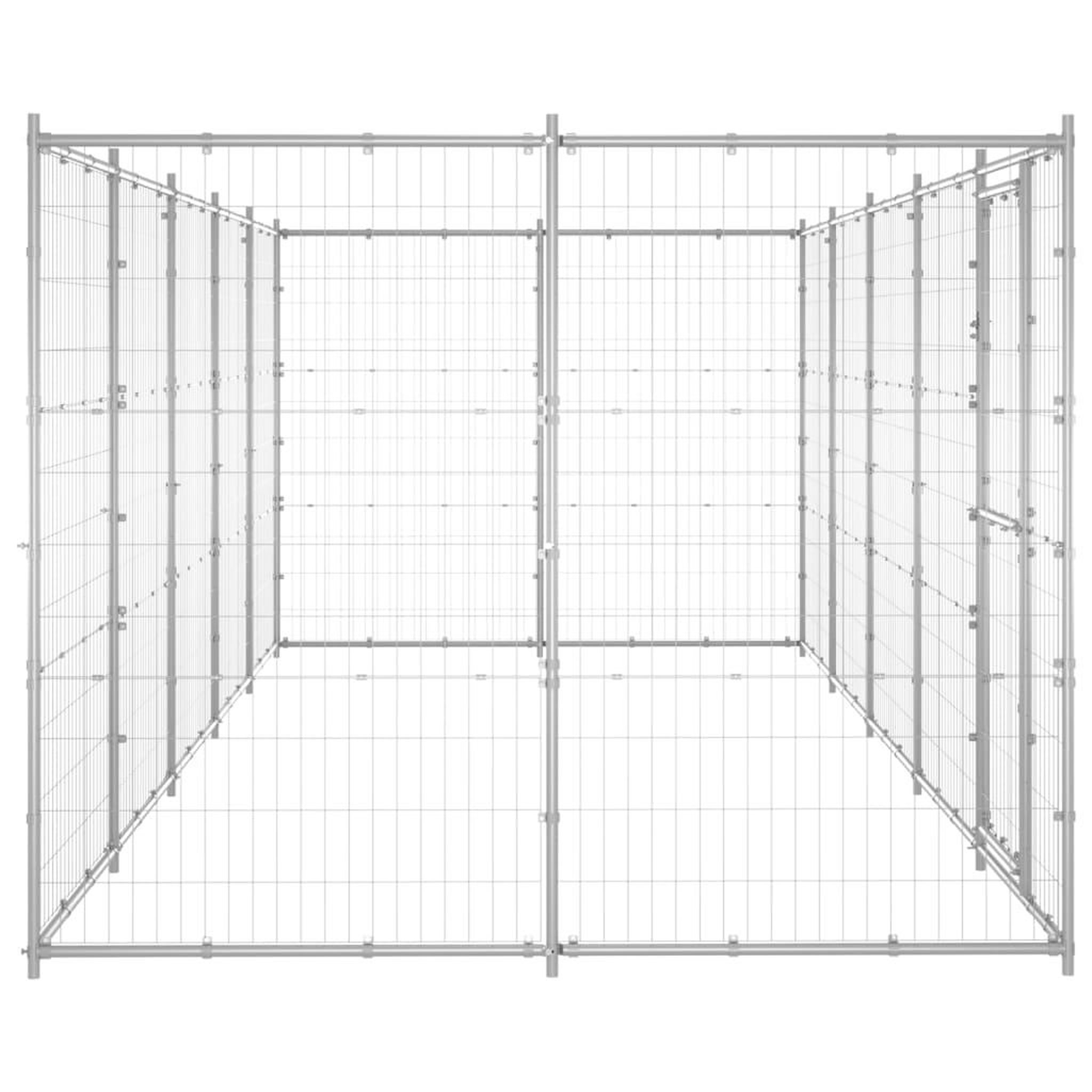 Voir la diapositive 3 : VIDAXL Chenil exterieur Acier galvanise 12,1 m²