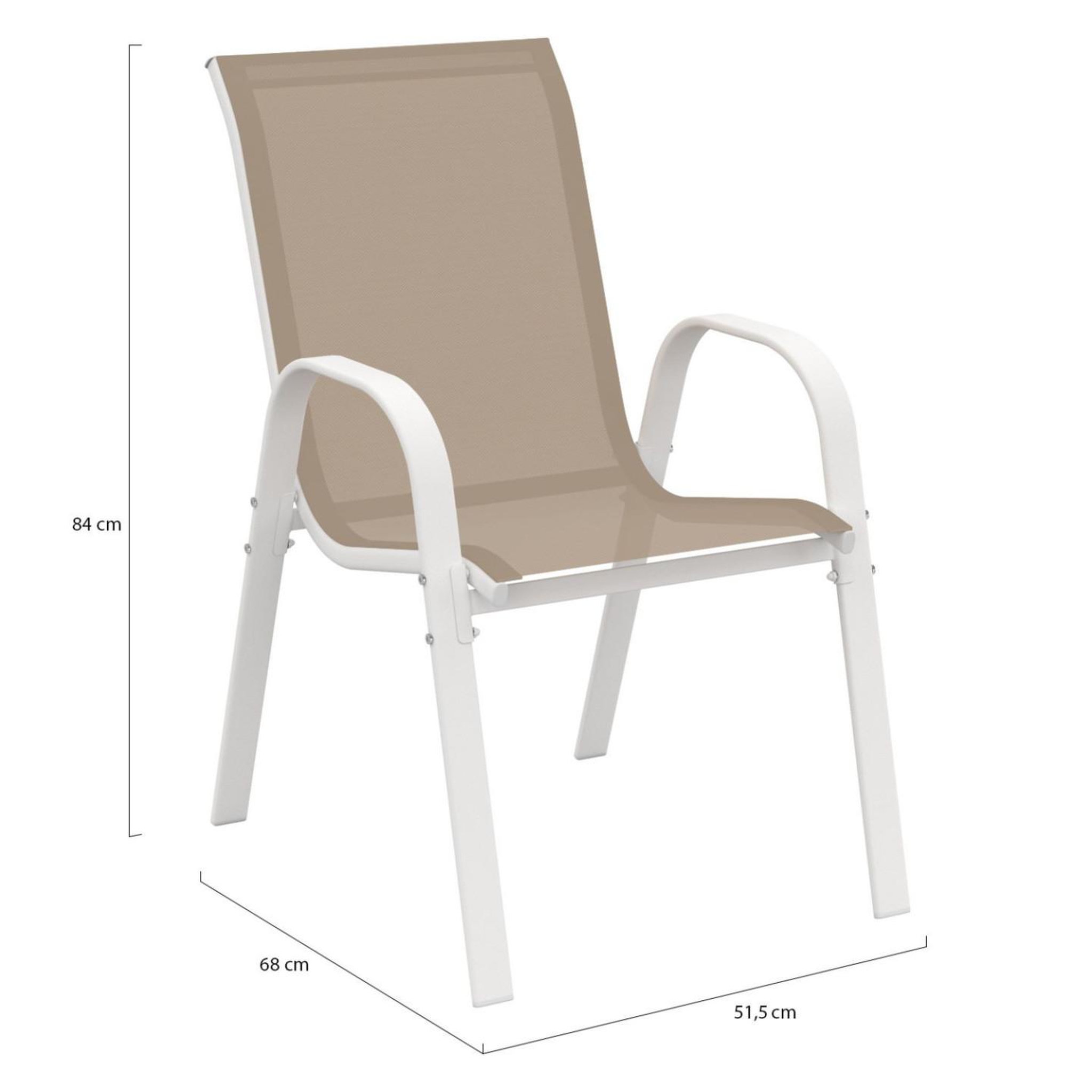 Voir la diapositive 6 : ID MARKET Lot de 4 chaises de jardin lyma métal et textilène empilables blanc et beige taupe