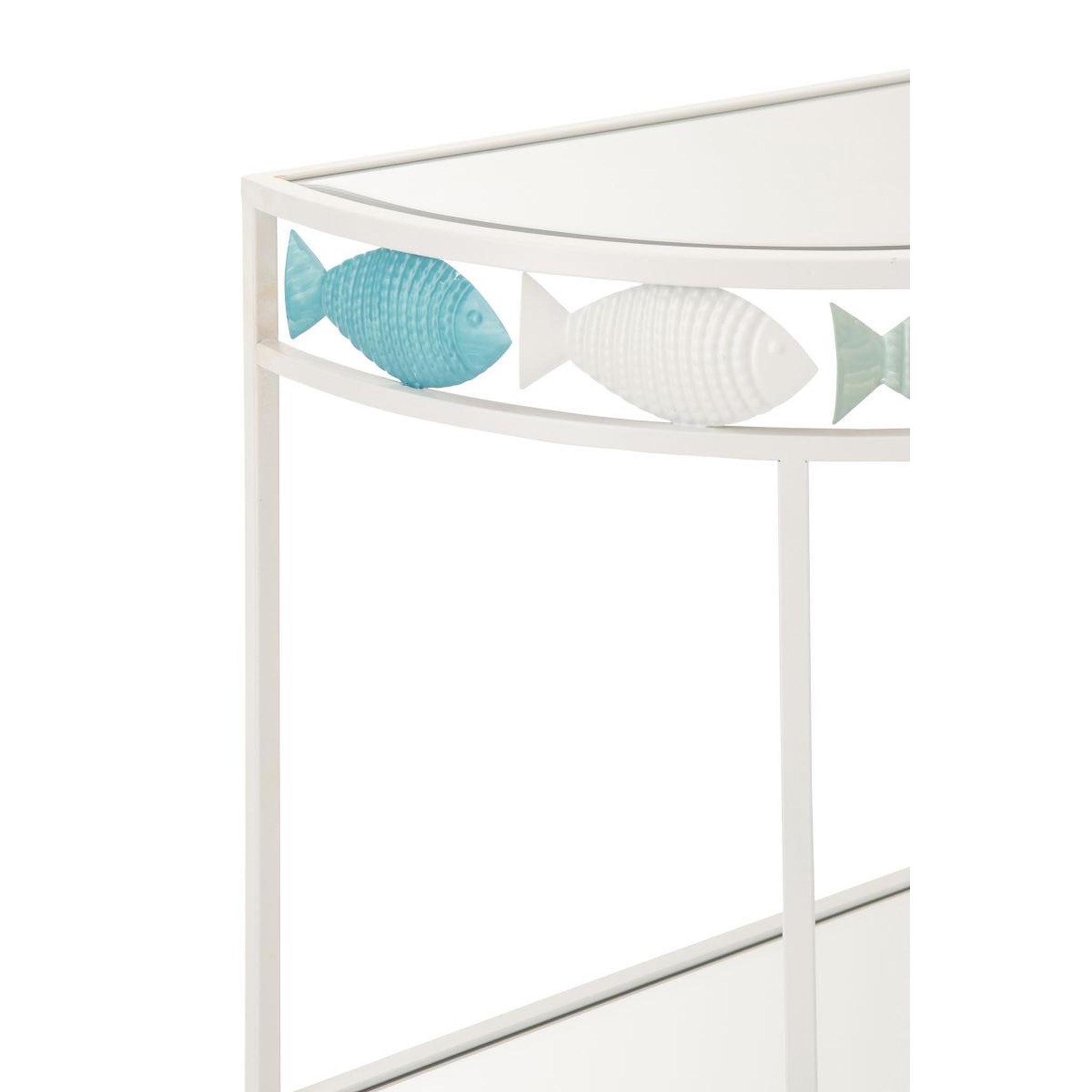 Voir la diapositive 5 : J-LINE Console en métal  poisson  80cm blanc & bleu