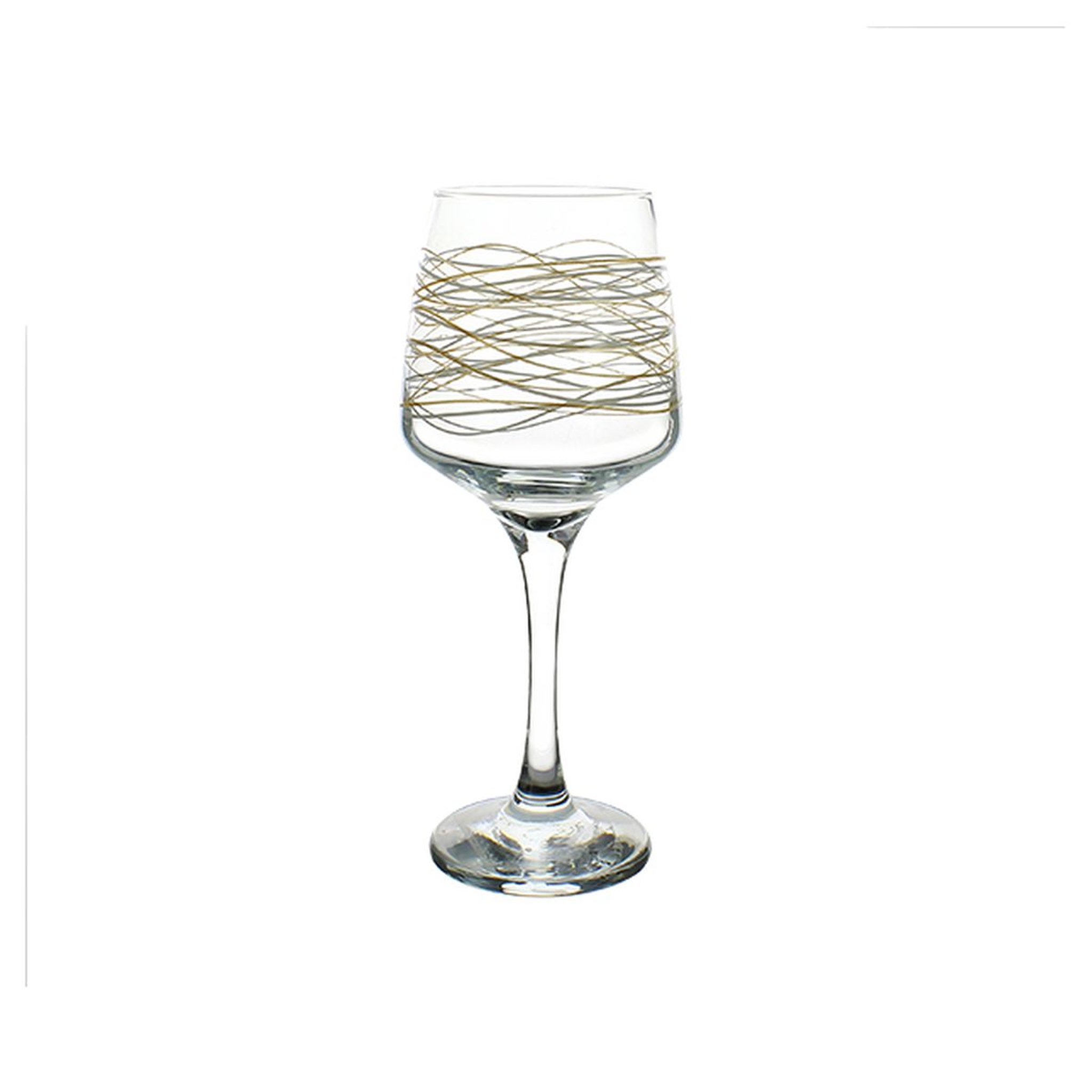 Voir la diapositive 2 : Set 3 verres à pied 29.5cl double filet or et blanc GLAMOUR 