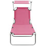 Voir la diapositive 3 : VIDAXL Chaise longue pliable avec auvent Rose Aluminium