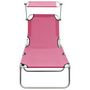 Voir la diapositive 3 : VIDAXL Chaise longue pliable avec auvent Rose Aluminium