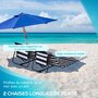 Voir la diapositive 4 : OUTSUNNY Lot de 2 tapis de plage rembourrés pliables - matelas de plage - dossier inclinable, rangement - métal polyester blanc bleu