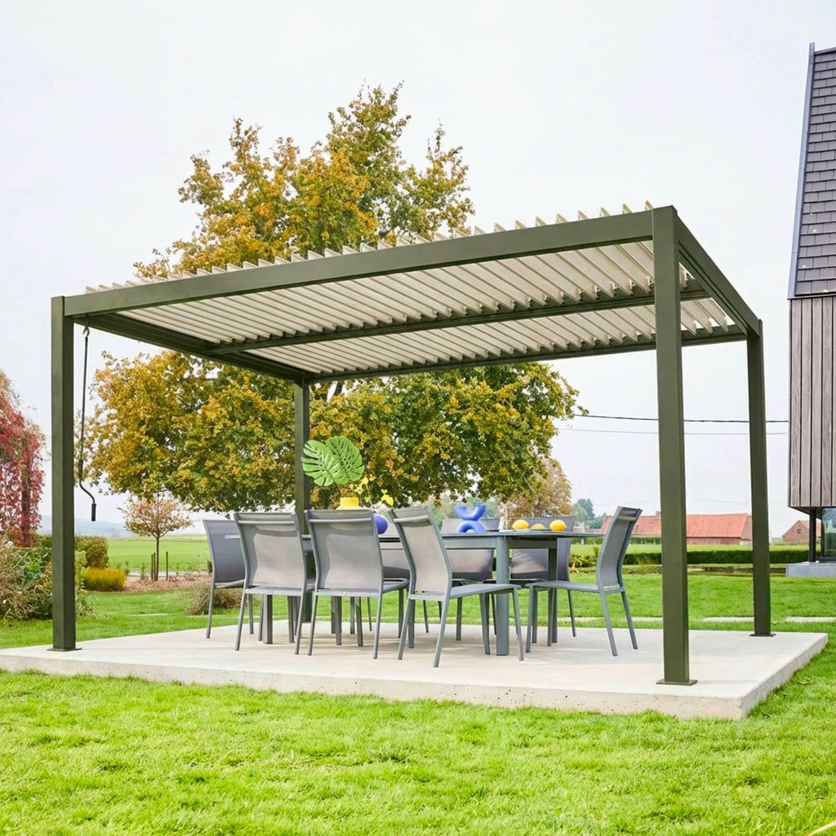 SWEEEK Pergola bioclimatique aluminium et acier lames orientables 4x3m Palace