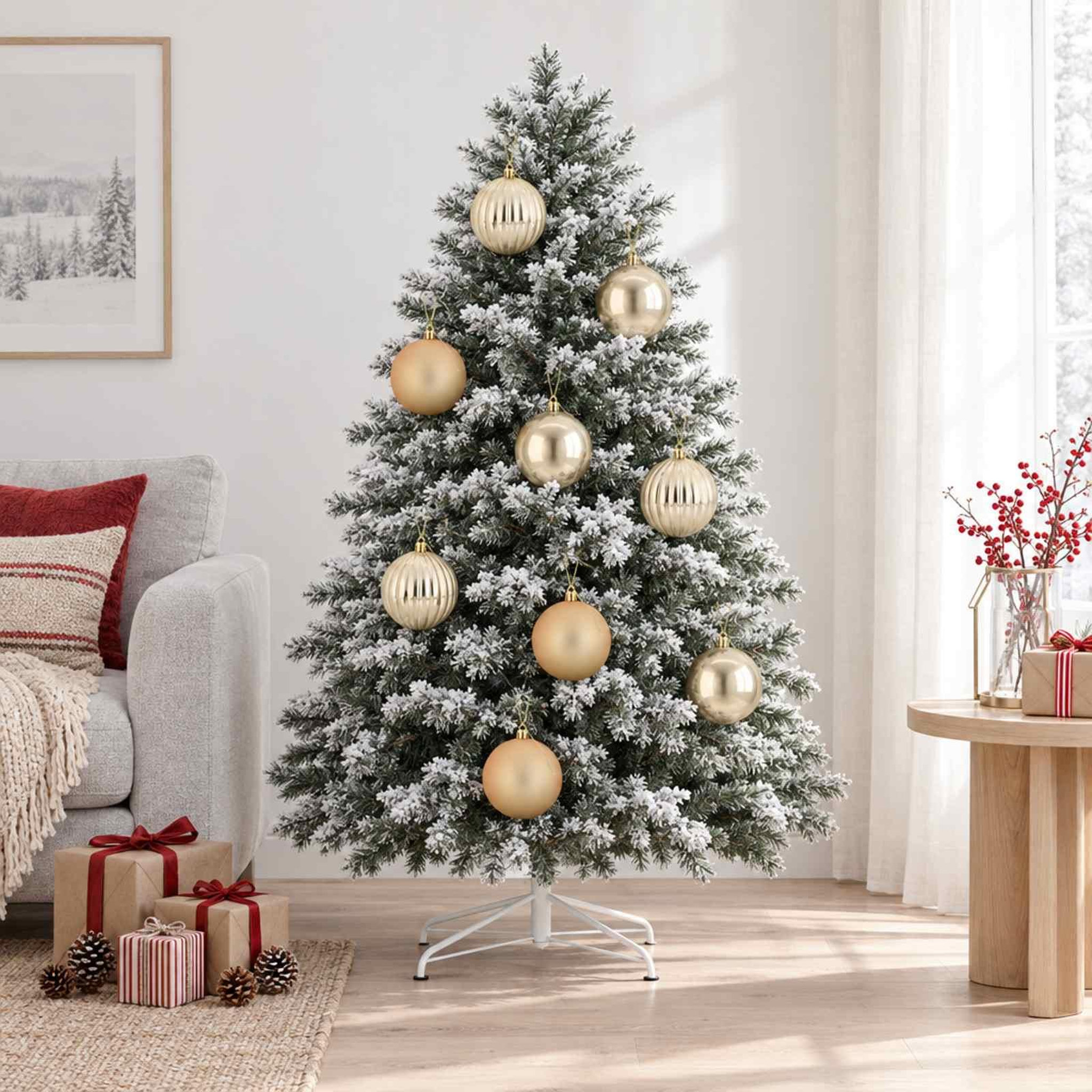 Voir la diapositive 2 : VIDAXL Lot de boules de Noël XXL 4 pc Dore Diam. 20 cm Plastique